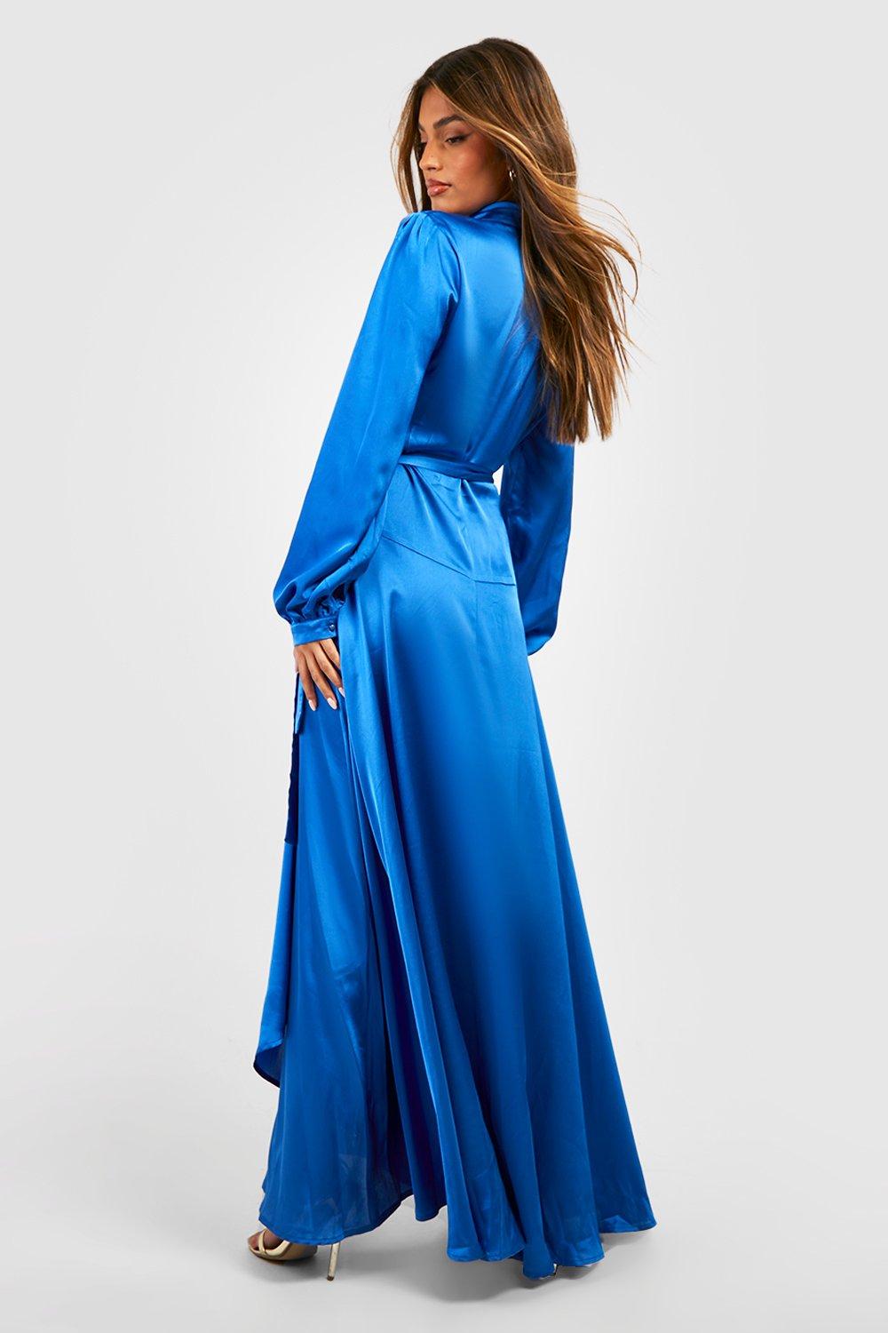 Boohoo blue hot sale satin dress